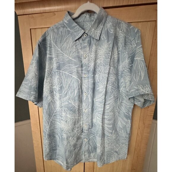 NEW Tommy Bahama Shirt Sz Large- Blue Blanca Vines Embroidered Floral All Cotton - Picture 1 of 10